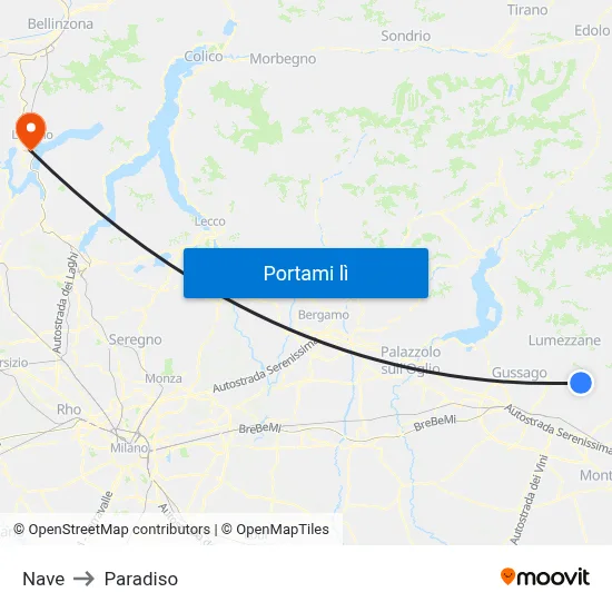 Nave to Paradiso map