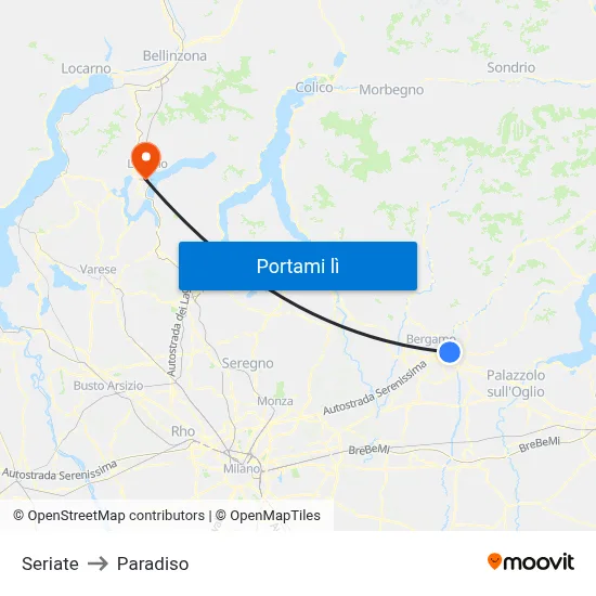 Seriate to Paradiso map