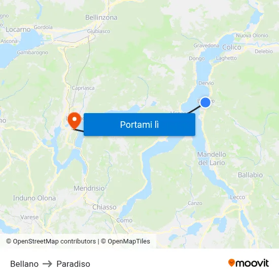 Bellano to Paradiso map