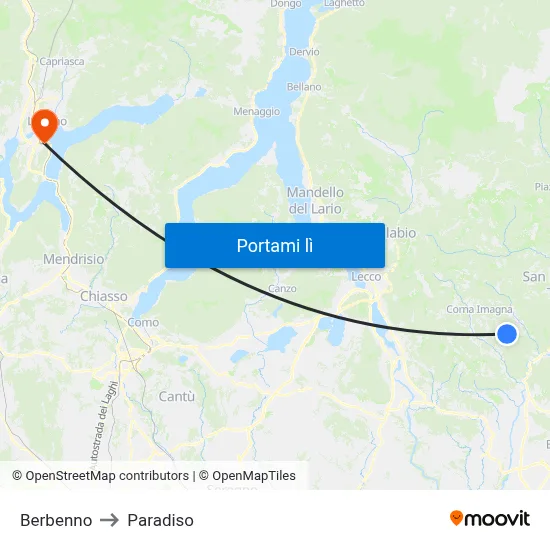 Berbenno to Paradiso map