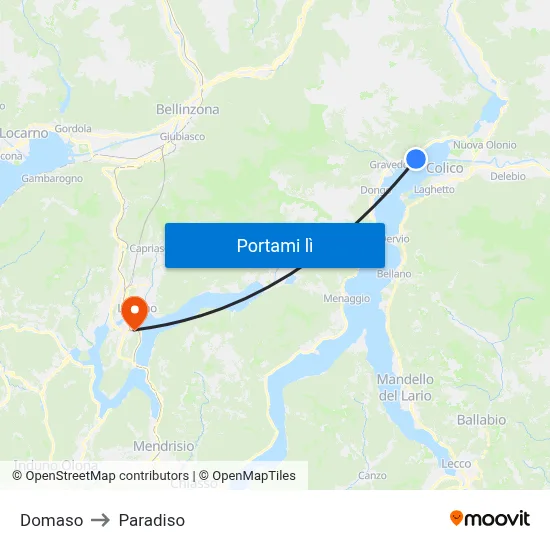 Domaso to Paradiso map