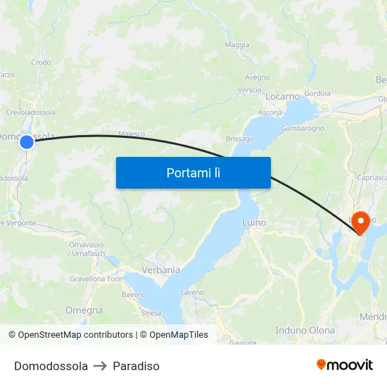 Domodossola to Paradiso map