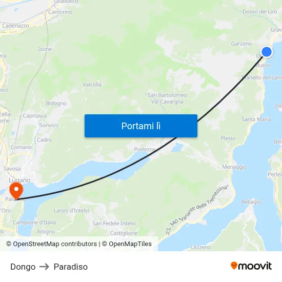 Dongo to Paradiso map