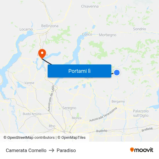 Camerata Cornello to Paradiso map