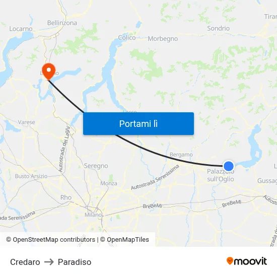 Credaro to Paradiso map