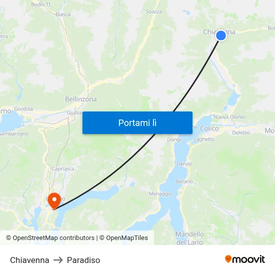 Chiavenna to Paradiso map
