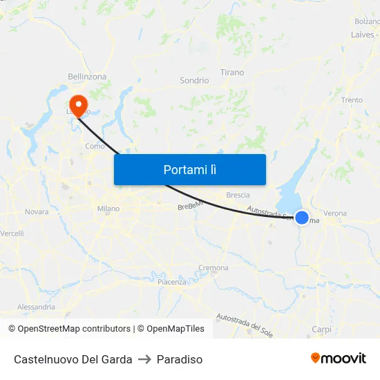Castelnuovo Del Garda to Paradiso map