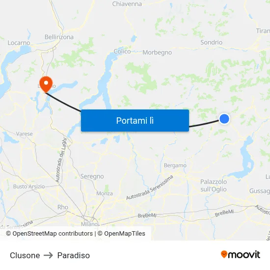 Clusone to Paradiso map