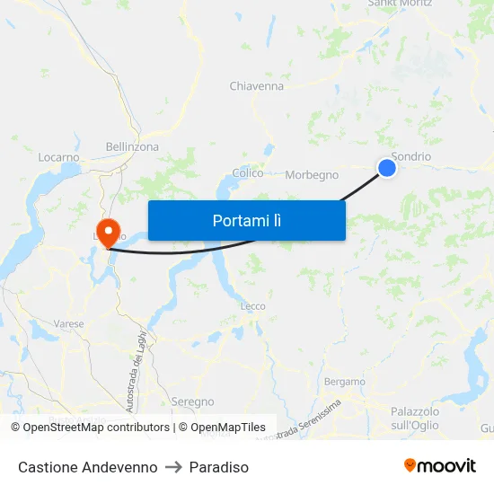 Castione Andevenno to Paradiso map