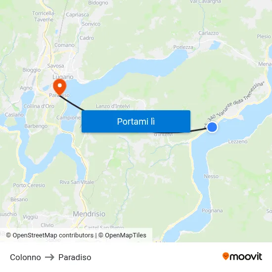 Colonno to Paradiso map