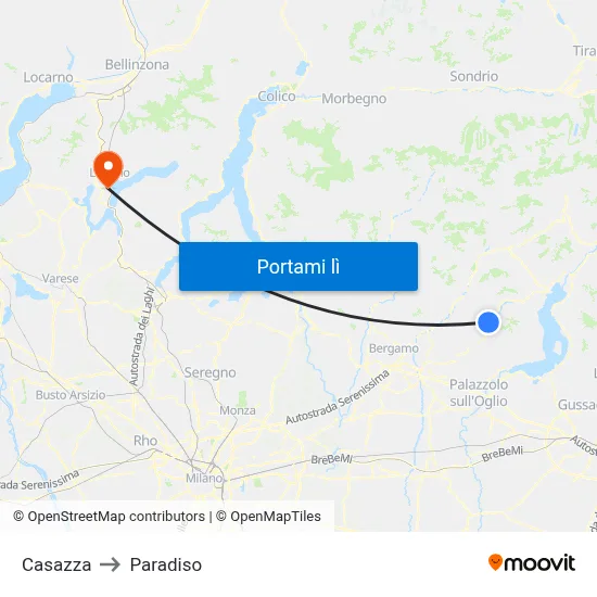 Casazza to Paradiso map