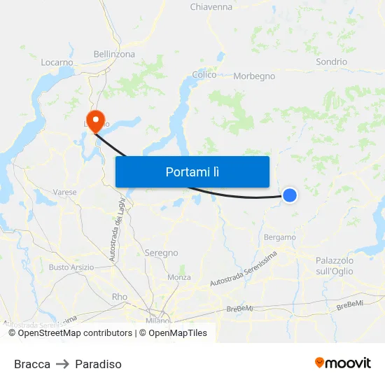 Bracca to Paradiso map