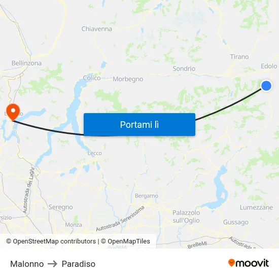 Malonno to Paradiso map