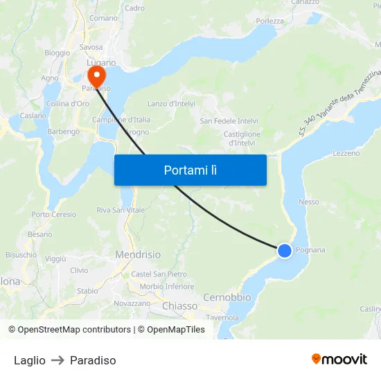 Laglio to Paradiso map