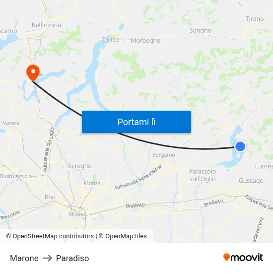 Marone to Paradiso map