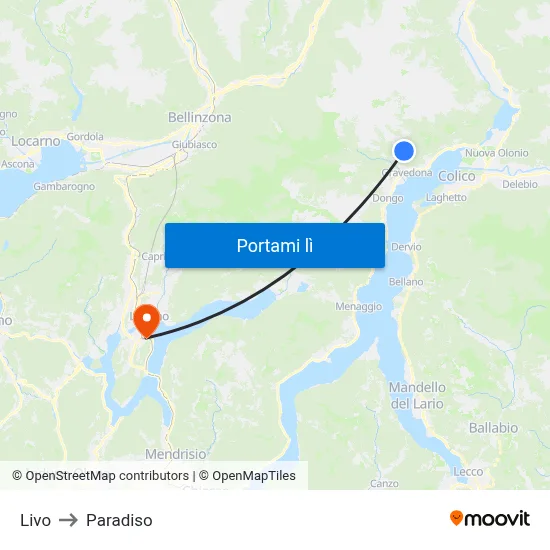 Livo to Paradiso map