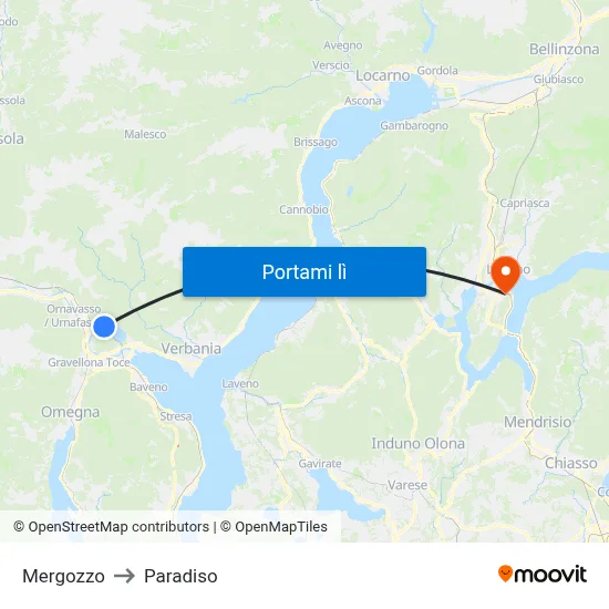 Mergozzo to Paradiso map