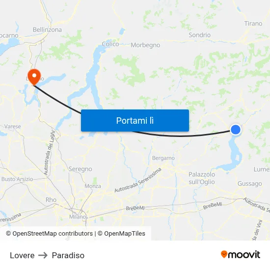 Lovere to Paradiso map
