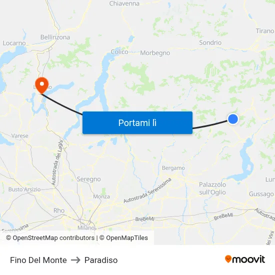 Fino Del Monte to Paradiso map