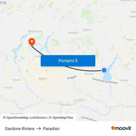 Gardone Riviera to Paradiso map