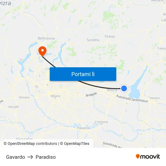 Gavardo to Paradiso map