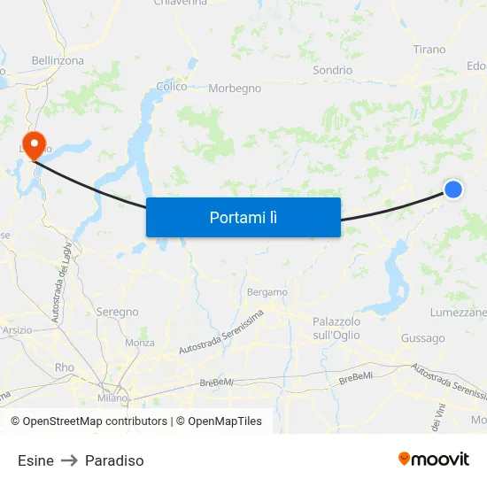 Esine to Paradiso map