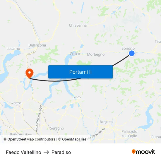 Faedo Valtellino to Paradiso map