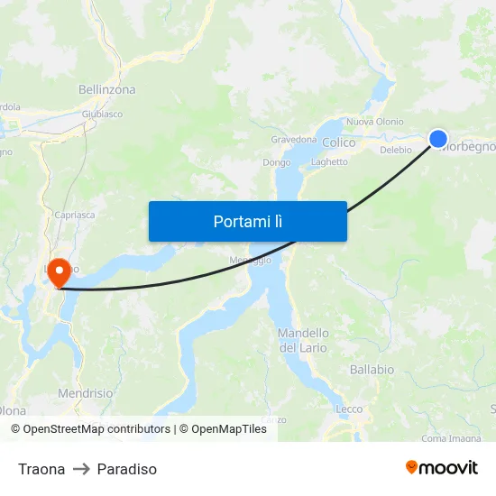 Traona to Paradiso map