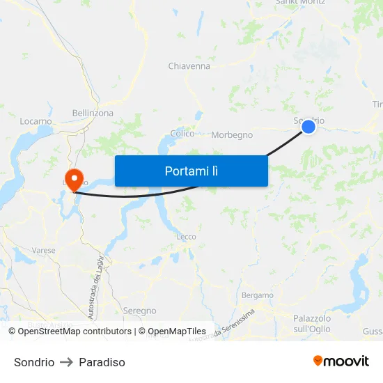 Sondrio to Paradiso map