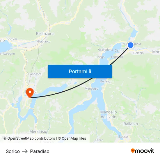 Sorico to Paradiso map