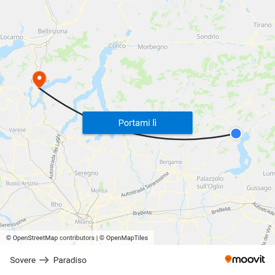 Sovere to Paradiso map
