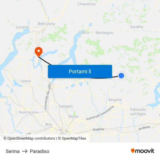Serina to Paradiso map