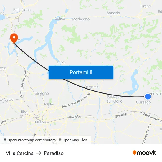 Villa Carcina to Paradiso map