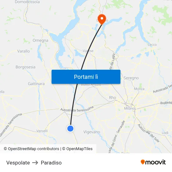 Vespolate to Paradiso map