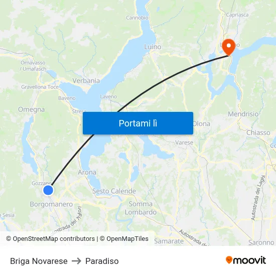 Briga Novarese to Paradiso map