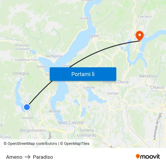 Ameno to Paradiso map