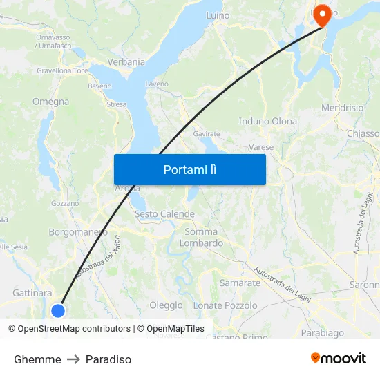 Ghemme to Paradiso map