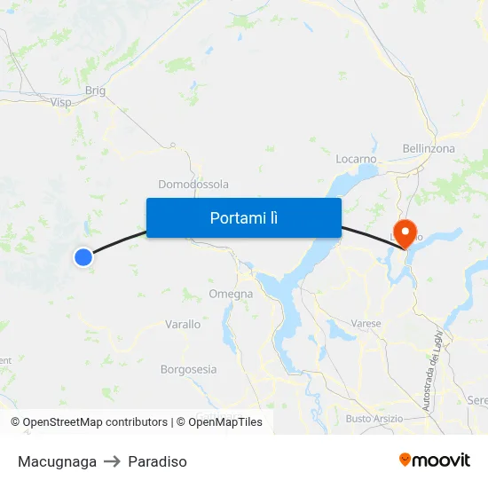 Macugnaga to Paradiso map