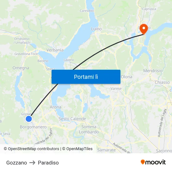 Gozzano to Paradiso map