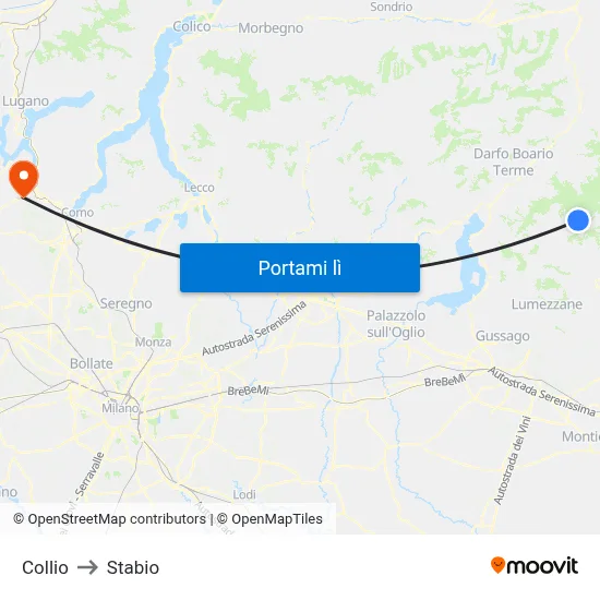 Collio to Stabio map