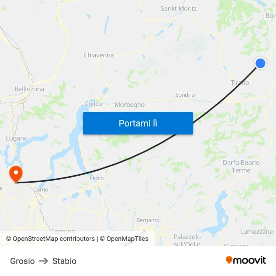 Grosio to Stabio map