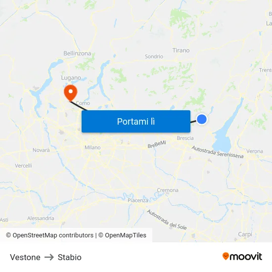 Vestone to Stabio map