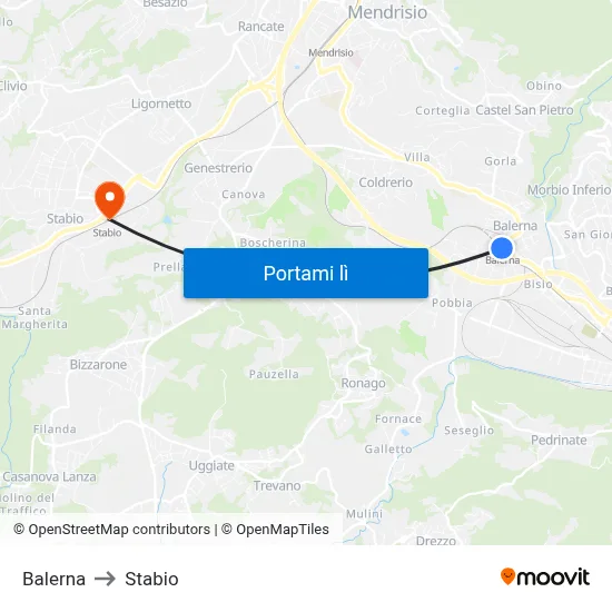 Balerna to Stabio map