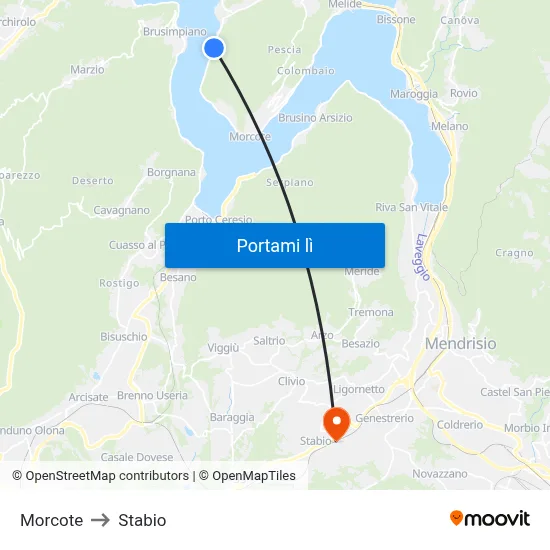 Morcote to Stabio map