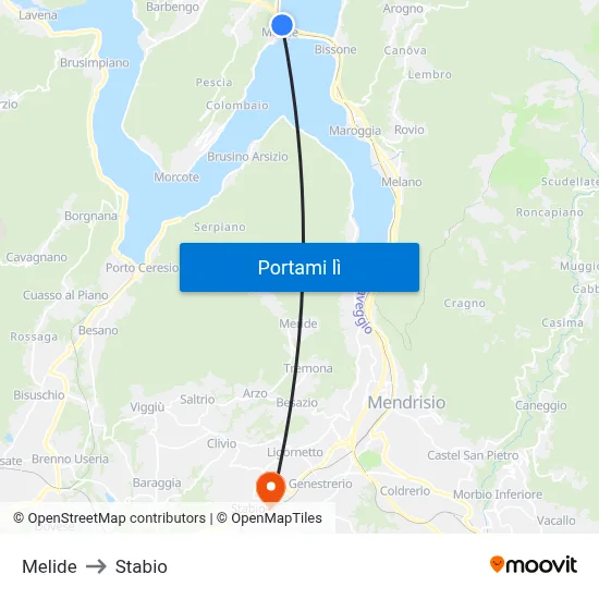 Melide to Stabio map