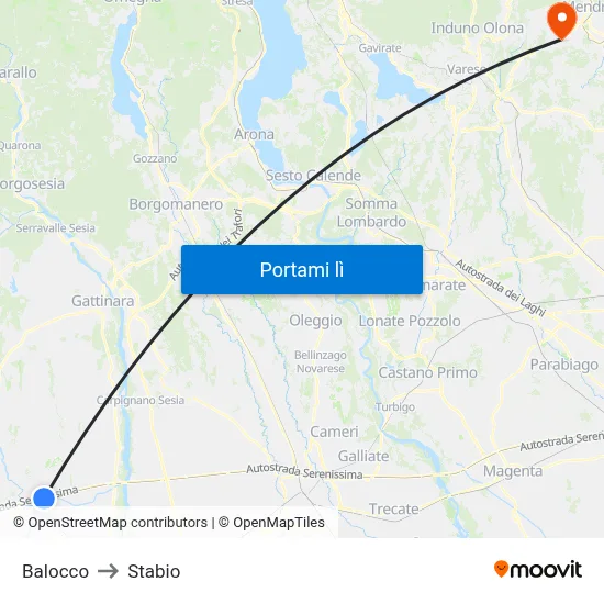 Balocco to Stabio map