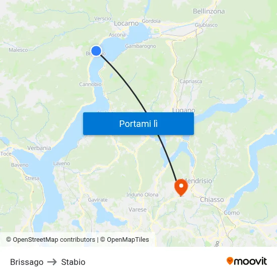 Brissago to Stabio map
