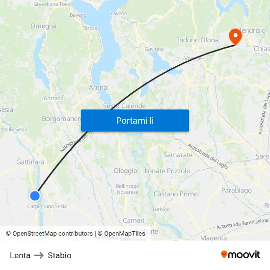 Lenta to Stabio map