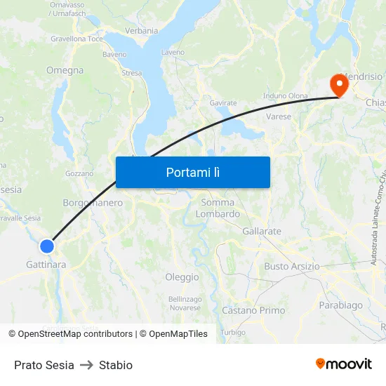 Prato Sesia to Stabio map
