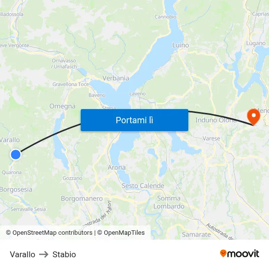 Varallo to Stabio map